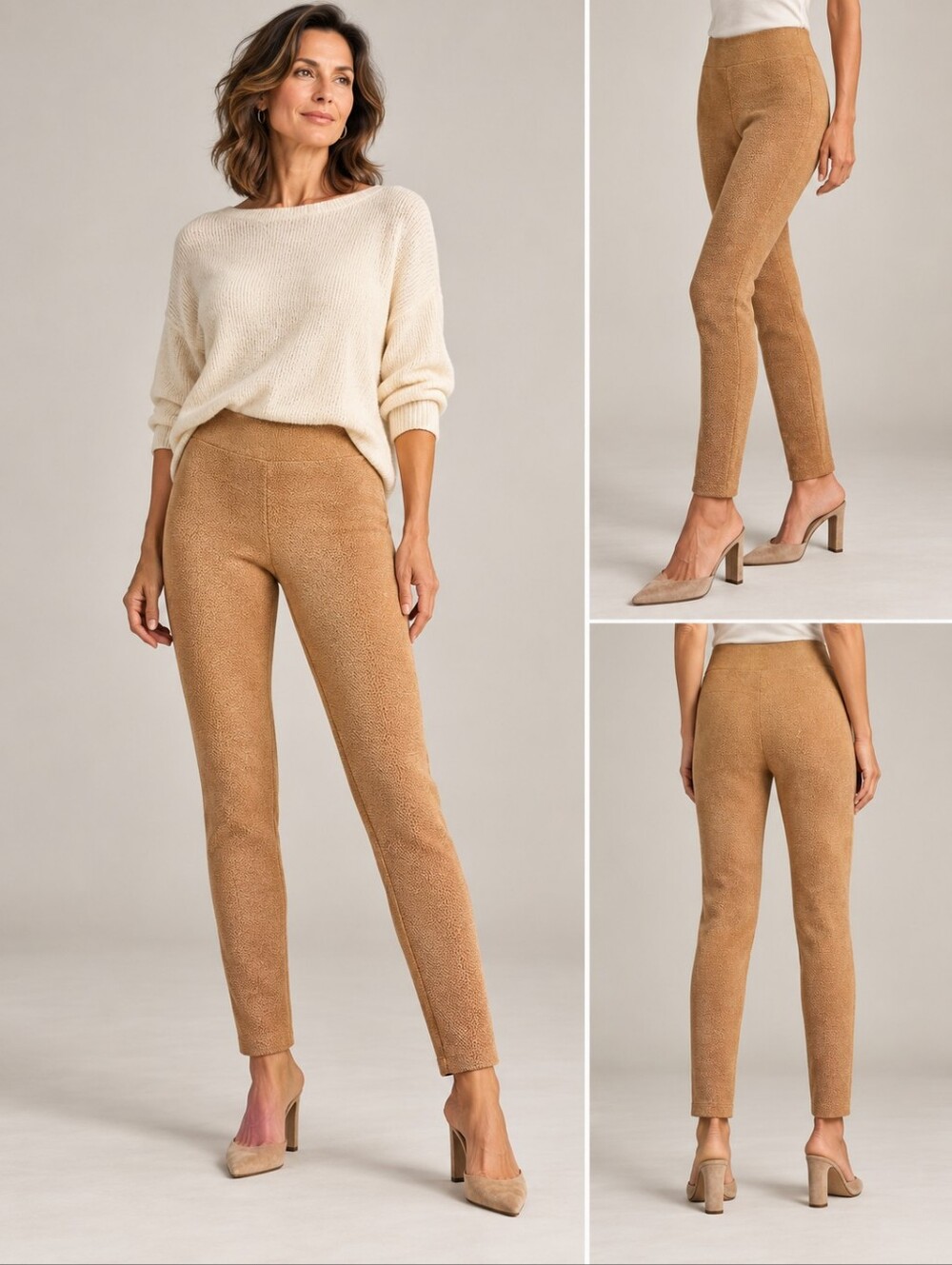 Frank Lyman Snakeskin Pants Size 4 Tan High Rise Stretch EUC
